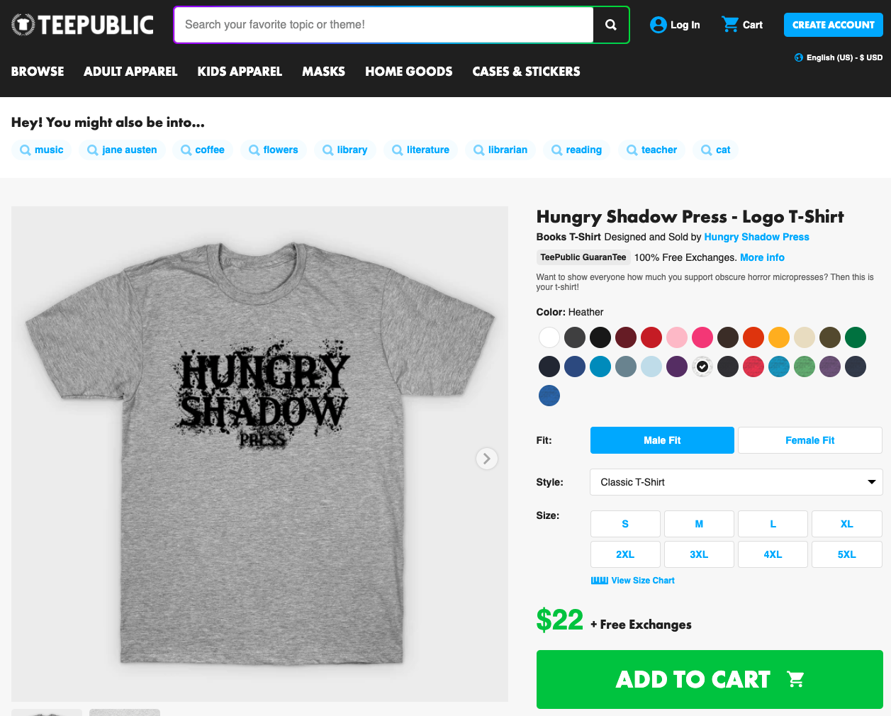 Hungry Shadow T-Shirts Now Available on TeePublic